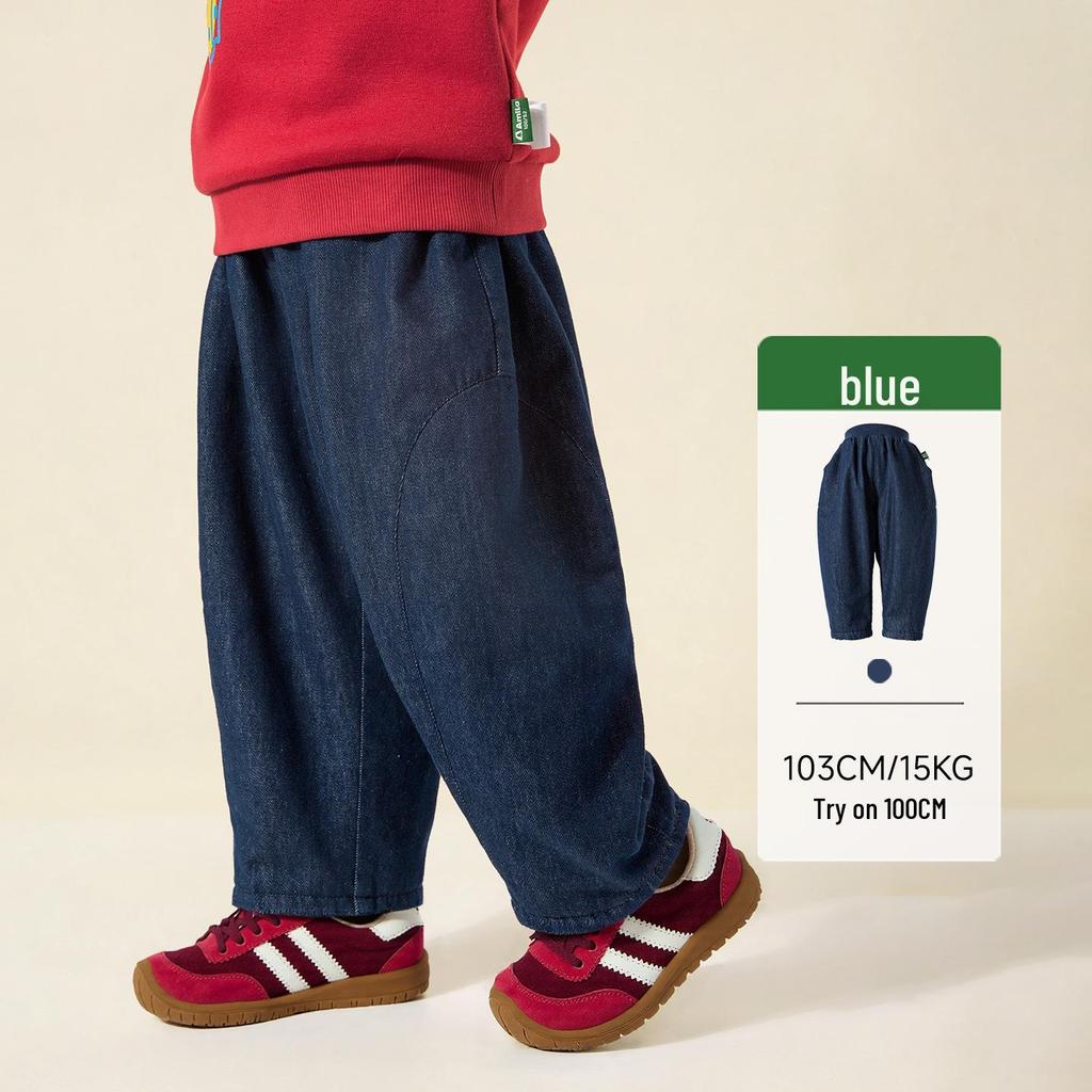 Tongbei Kids' 2025 Winter Fleece-Lined Jeans - Warm, Versatile, Fashionable for Boys & Girls.