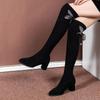 Women Over-the-knee Boots Temperament Pointe Elasticity Slimming Long Boots Women Knee High High-heeled Boots Botas Largas Mujer
