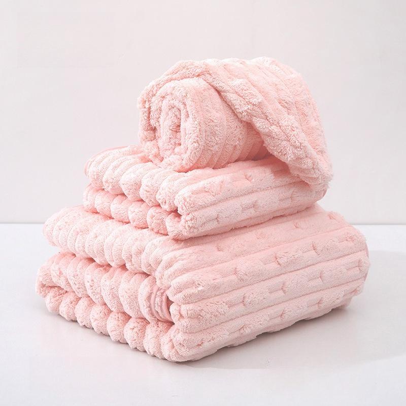 

Solid Color Coral Fleece Absorbent Bath Towel Thick Durable Bathrobe for Household Use That Not Prone Shedding Hair Beauty Salon SPA Dry Hair Hat 35*75cm towel 1pcs розовый