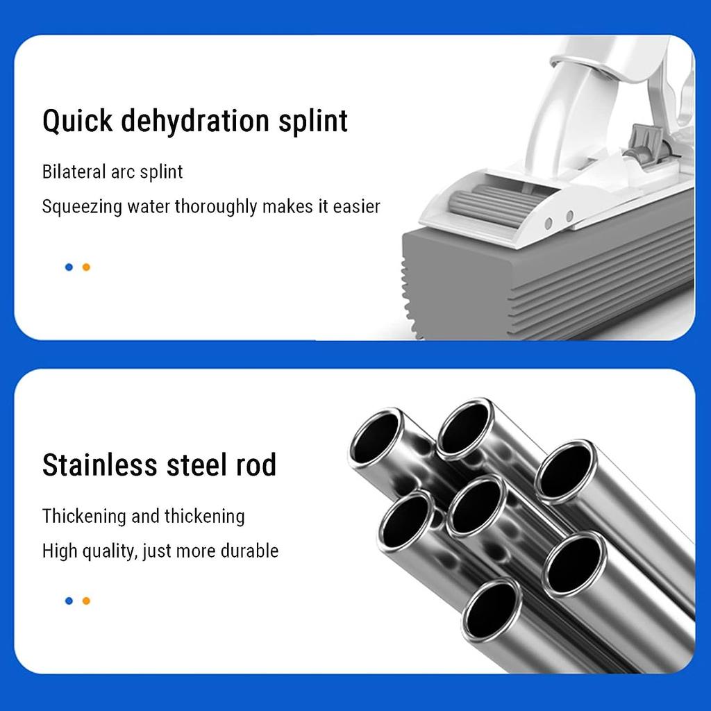 Schwammmopp zum Bodenreinigen, freies Händewaschen, Baumwollkopf zum Ausdrücken, ersetzt supersaugfähigen Schwamm-Rollmopp für Nass- und Trockengebrauch