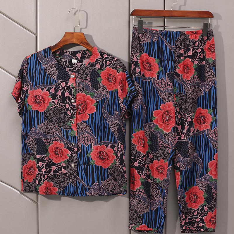 Women's Pajamas Short Sleeve Long Pants Loungewear Button Cardigan Set