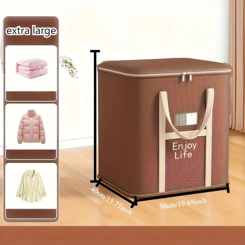 

1pc Heavy-Duty Foldable Storage Bags with Sturdy Collapsible Handles - Large Capacity Heavy-Duty Fabric Organizers for Moving коричневий