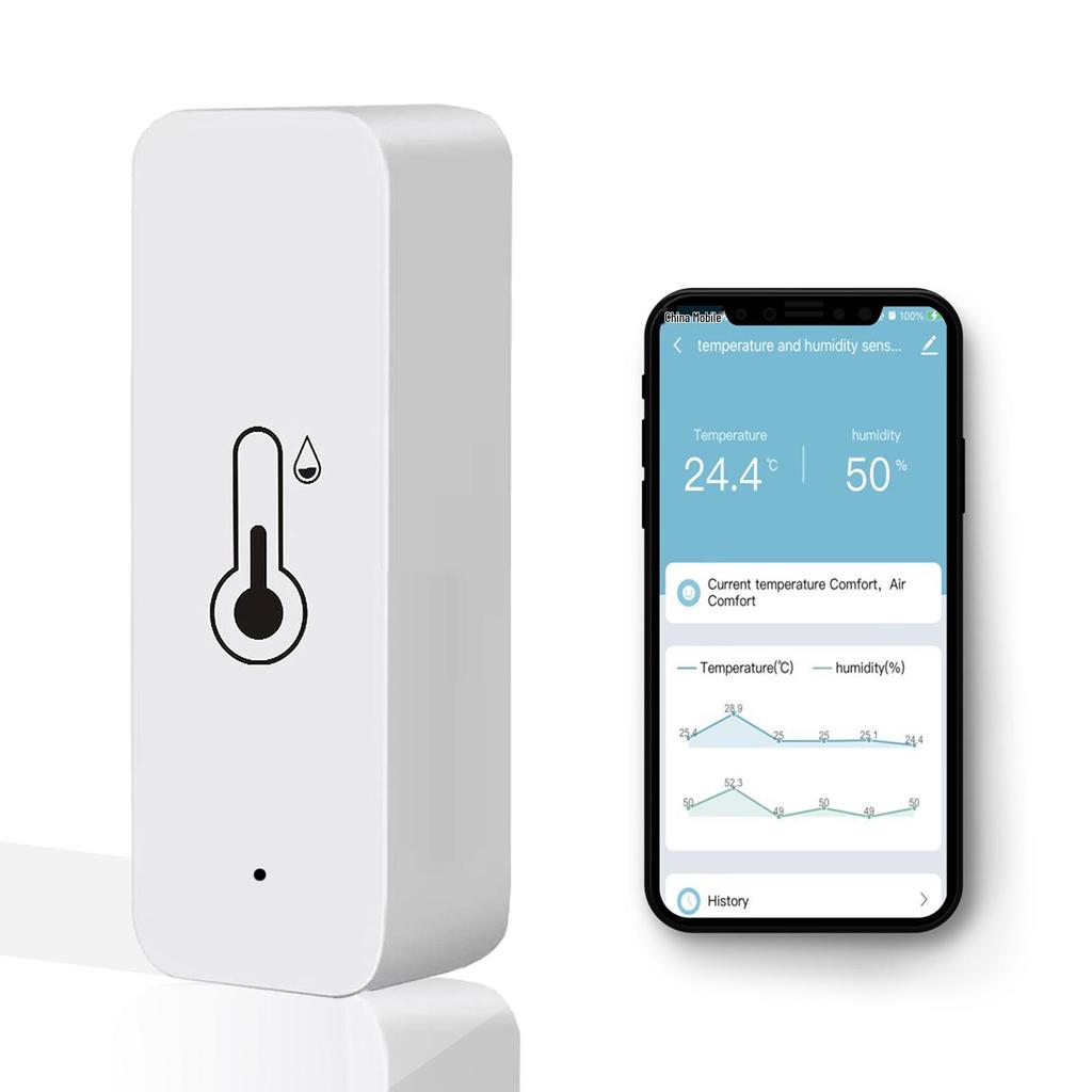Smart WiFi Bluetooth Temperature & Humidity Sensor – Indoor Wireless, App-Controlled