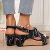 Fashion Fashion Blue Denim Wedges Sandals for Women 2025 Summer Thick Bottom Beach Shoes Woman Peep Toe Chunky Platform Sandalias Mujer
