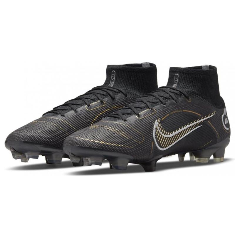Nike Mercurial Superfly 8 Fg Black Metallic Silver Gold Sneakers DJ2839-007