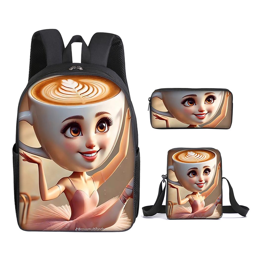 Italian Brainrot 3Pcs/Set Backpack With Messenger Bags ,Pencil Bags For Boy/Girls Best Gift 2D Flat Cartoon Student School Bags