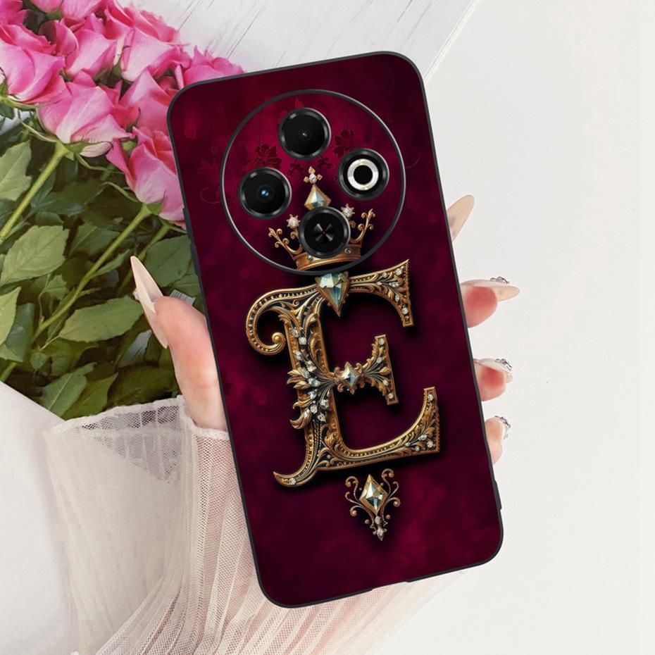 2025 Fashion Crown Letter Case For Tecno Spark 30C 30 Pro 4G Black Silicone Soft Cover For Tecno Spark30C 30 30Pro Phone Cases