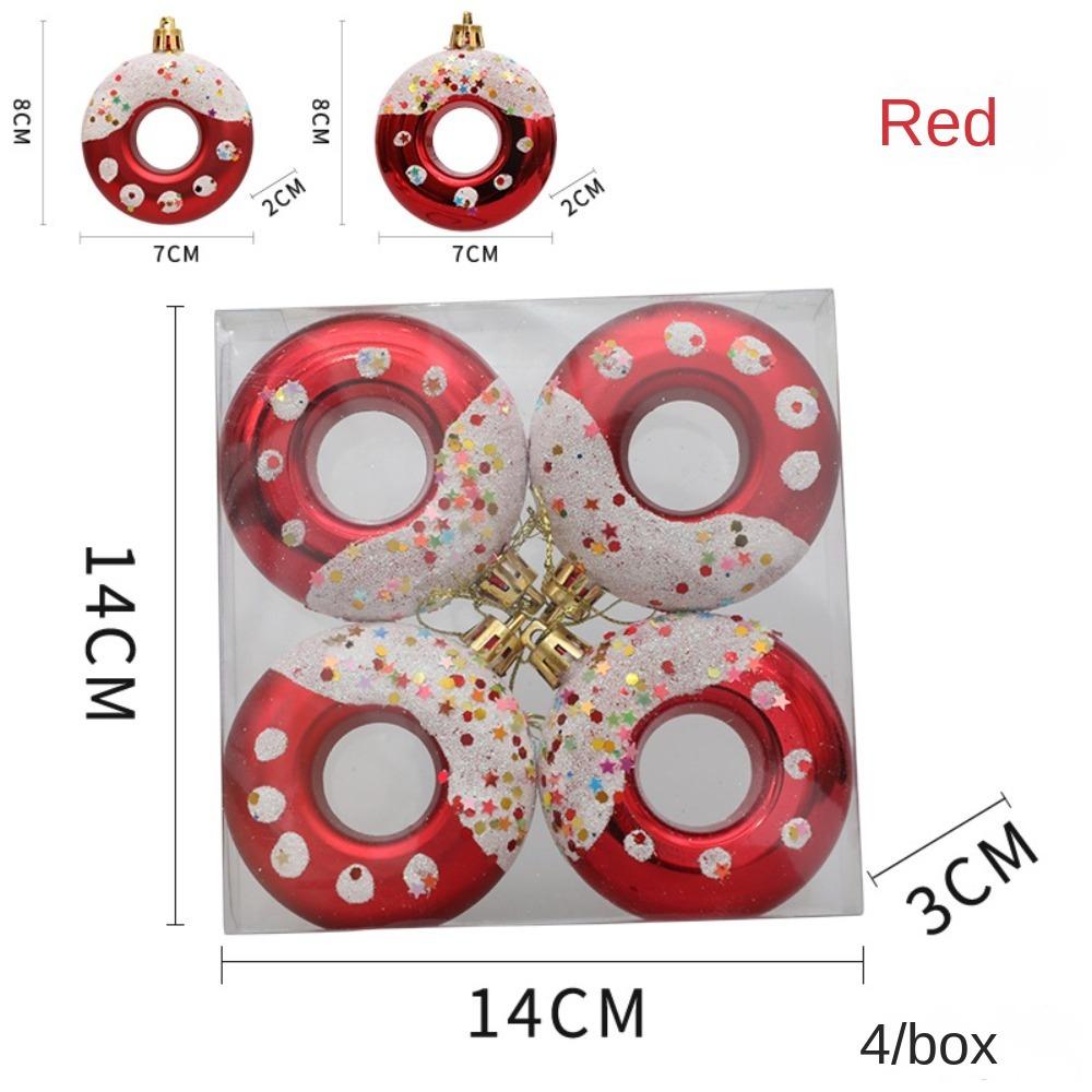4pcs/Box Doughnut Christmas Tree Ornament Plastic Christmas Gift New Christmas Gifts Boxes Pendant