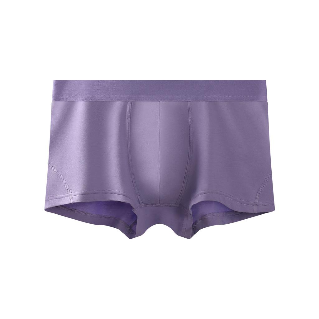 Men Loose Solid Color Cotton Mid Waist Antibacterial Breathable Boxer Briefs