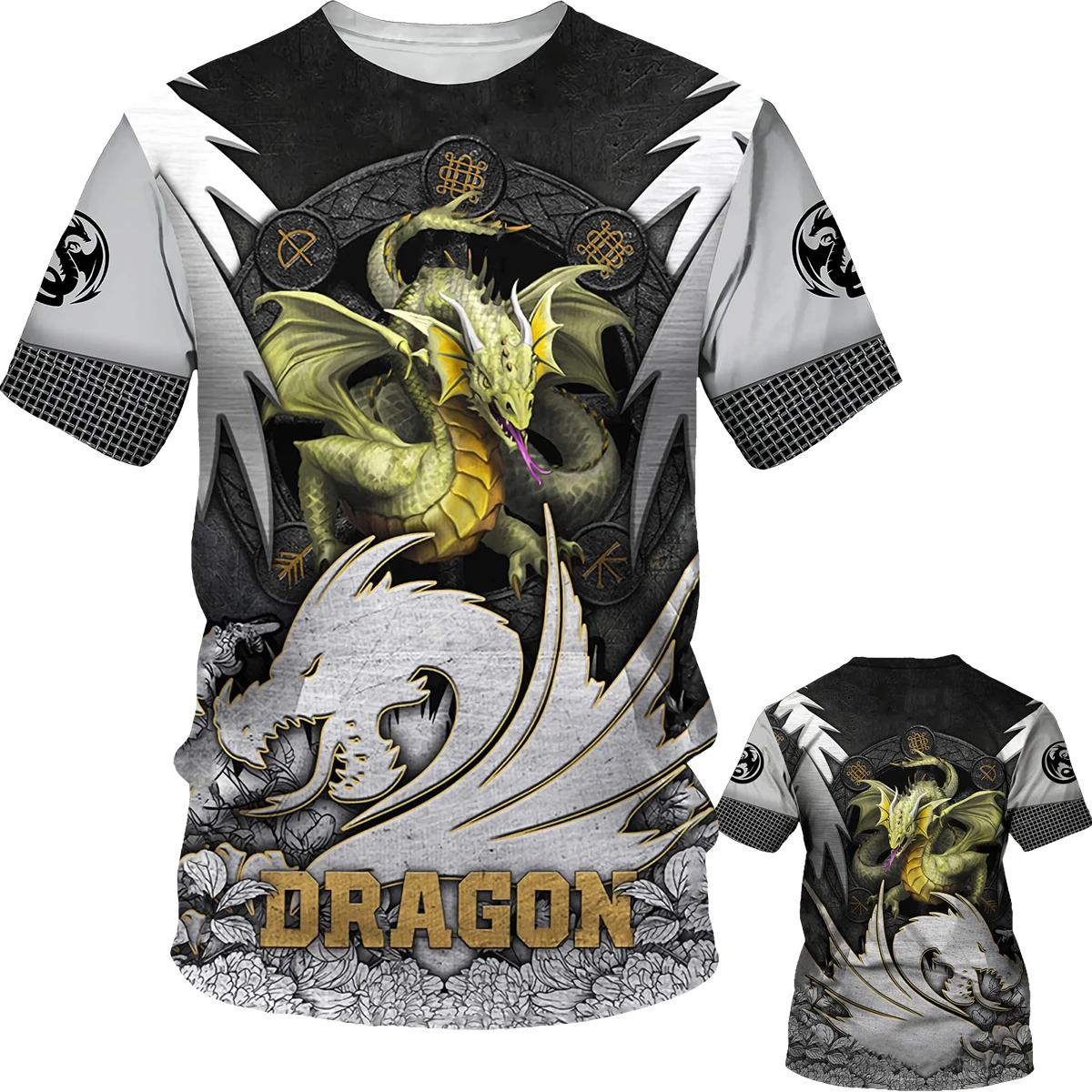 

2025 Summer Trend Men s 3D Printed T-Shirt Dragon Pattern O-Neck Short Sleeve Fashion Casual Loose Fun Breathable Top S