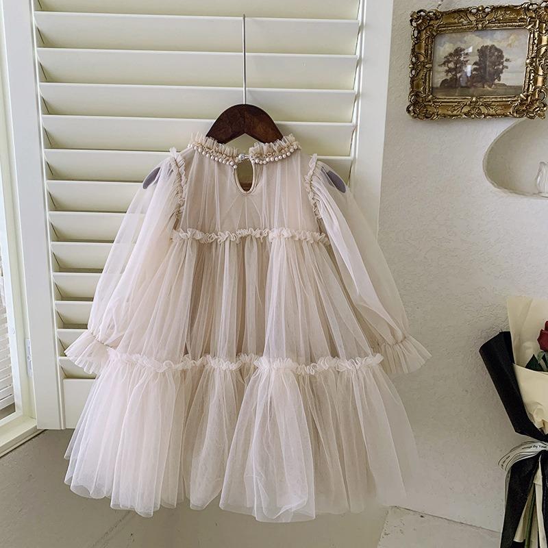 Spring and Autumn New Girls Lace Spliced Princess Dress
