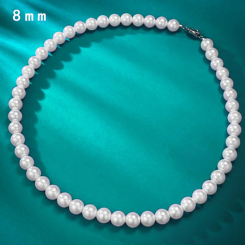Zhiyi Jewelry Elegant 8mm Vintage Pearl Necklace with French Chain