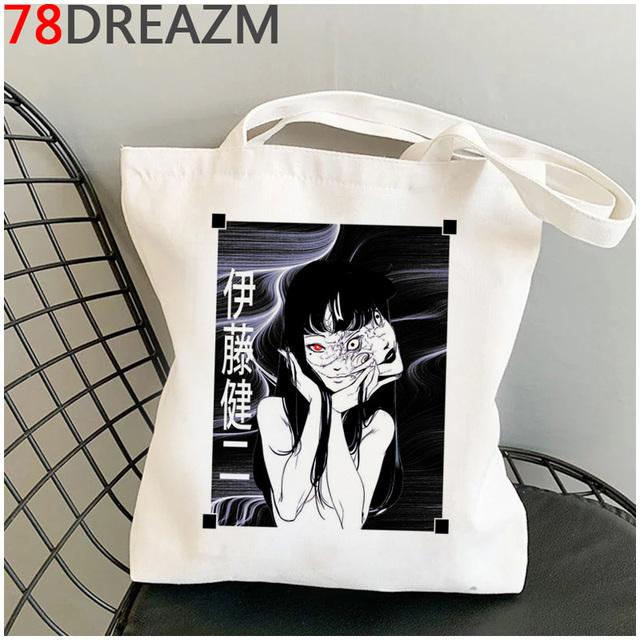 

Сумка для покупок Junji Ito, хлопковая многоразовая сумка для покупок, тканевая многоразовая сумка для покупок, многоразовая сумка для покупок 29*32cm