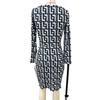 GMXIA Women's Fashion Geometric Pattern Wrap Hip 3/4 Sleeves Dresses