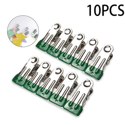 10 pinzas de ropa de acero inoxidable multiusos para el hogar, resistentes al viento, antideslizantes, sin rastro, fijas, para airear la ropa.