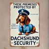 [Home Accent] Vintage Dachshund Security Metal Wall Art -  "These Places Are Protected by Dachshund Safety" Sign for Home, Cafe
