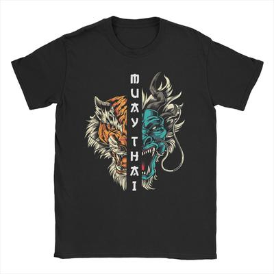 Muay Thai Dragon Tiger  T Shirts for Men Women Pure Cotton for Male TShirts Round Collar  Tee Shirt Short Sleeve Tops Plus Size