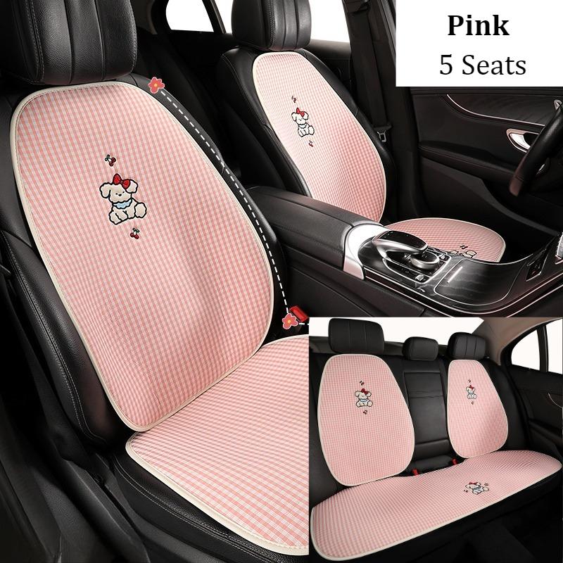 Adorable Cartoon Puppy Car Seat Pad - Exquisite Embroidery, Ultra-Soft & Comfortable, No-Tie Installation, Fits 95% of Car Seats