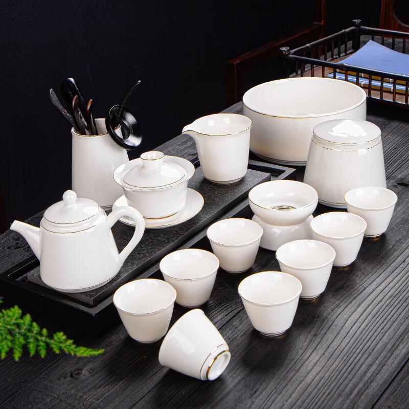 Lilang High-End Ceramic Kung Fu Tea Set with Gold Accents