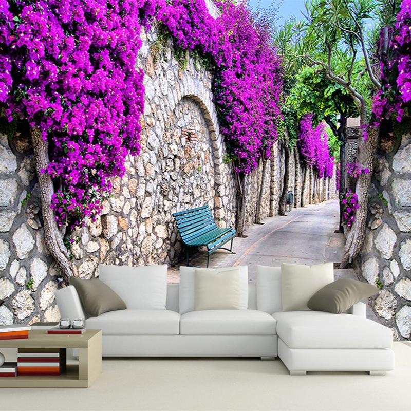 Fashionable Interior Design Purple Wall Trail 3D Wallpaper For Walls Living Room TV Backdrop Wall Home Decor