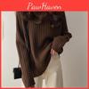 Tops Knit Sweater Womens Autumn And Winter Loose Semihigh Neck Sweater Simple Comfortable Pullover Top