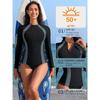 CHARMLEAKS Women Zip UV Rash Vest Long Sleeve Rashguard Shirts