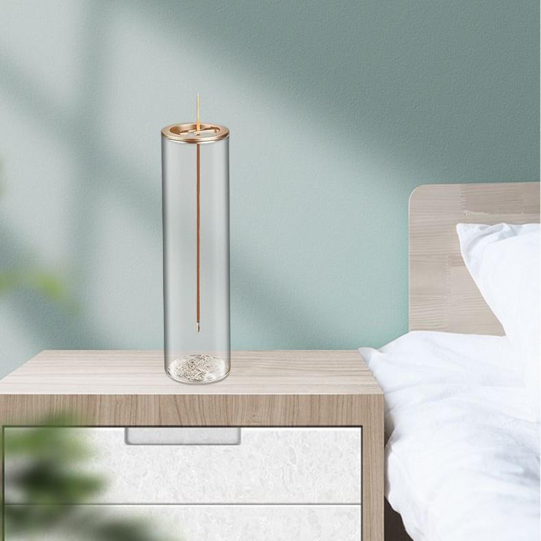 Inverted Glass & Metal Incense Burner – Ash-Proof Aromatherapy Holder for Home Decoration