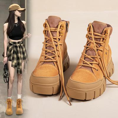 Lederplateau Martin Stiefel Damen Herbst neu seitlicher Reißverschluss Werkzeug Rhabarber Stiefel Outdoor Wandern Wanderschuhe