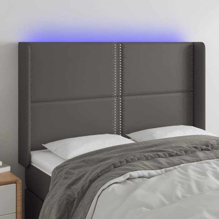 VidaXL Tête de Lit à LED Meuble de Chambre à Coucher Accessoire de Lit Double Tête de Cadre de Lit Intérieur Gris 3124002
