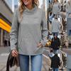 Autumn and Winter Women's Plus Size High Neck Casual Twist Solid Color Long Sleeve Sweatshirt
