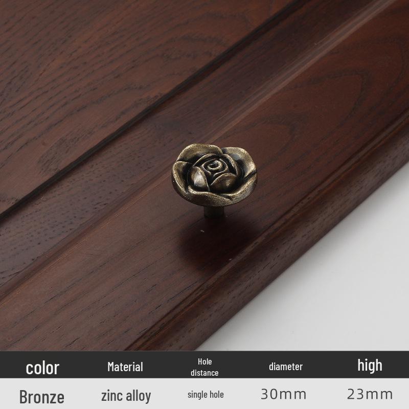 

Ручка для шкафа из лакированного европейского фарфора цвета слоновой кости с розовым цветком - Современный дизайн с одним отверстием