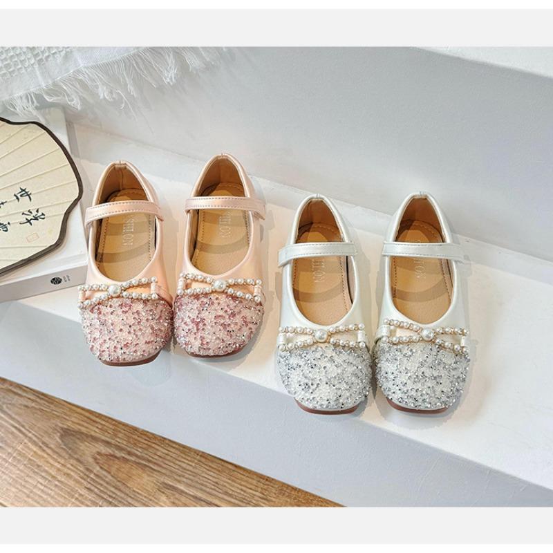 Copii de primăvară și toamnă, pantofi noi de prințesă cu strasuri, pantofi mici din piele, pantofi cu gură pătrată, tălpi moi, pantofi uni anti-alunecare