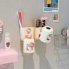 Cartoon Kitten Magnetic Toothbrush Cup Wall Mounted Mouthwash Cup No Punching Shelf Children'S Cartoon Wash Storage Box