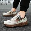 Neue Herren Outdoor Sneakers Mesh Atmungsaktive Wanderschuhe mit Drehknopf Männlicher Komfort Gummisohle Rutschfeste Wanderschuhe