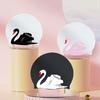 Women Swim Hat Swan Print Elastic Non-slip Ear Protection Waterproof Silicone Long Short Hair Adults Bathing Pool Swimming Hat
