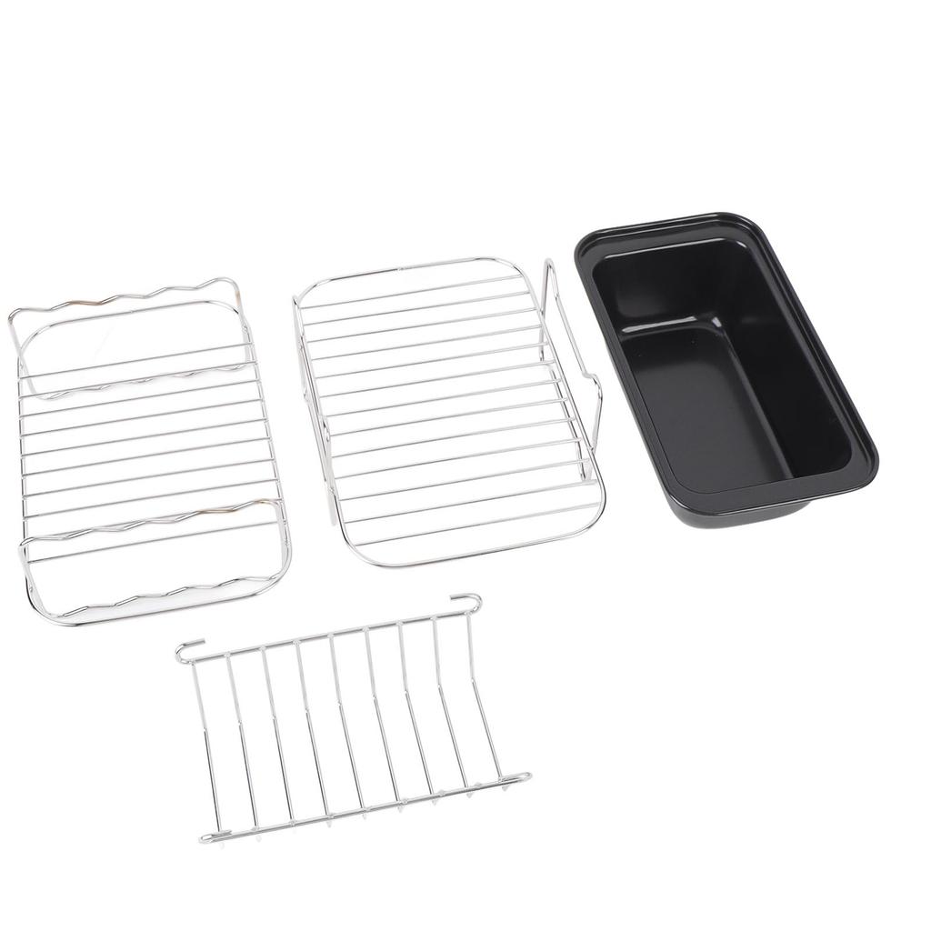 Fryer Accessories Set Grill Rack with Skewer Silicone Brush Food Tong Cake Pan Stainless Steel Pan Easy to Clean Multifunctional