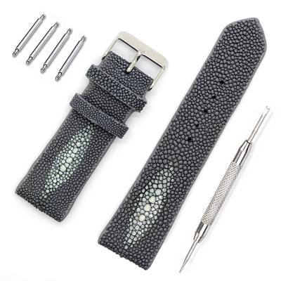 Levetta Stingray Leather Watch Band, Galuchat, Gray, 24mm, with Spring Bar Remover [090-5stb24]