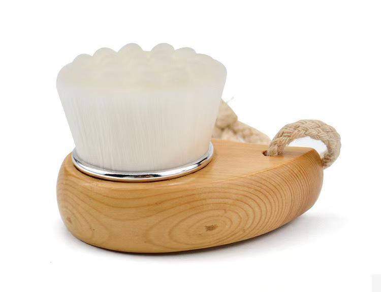 Raindrop Pine Wood Face Wash Brush - Soft Bristle Makeup Cleansing Tool