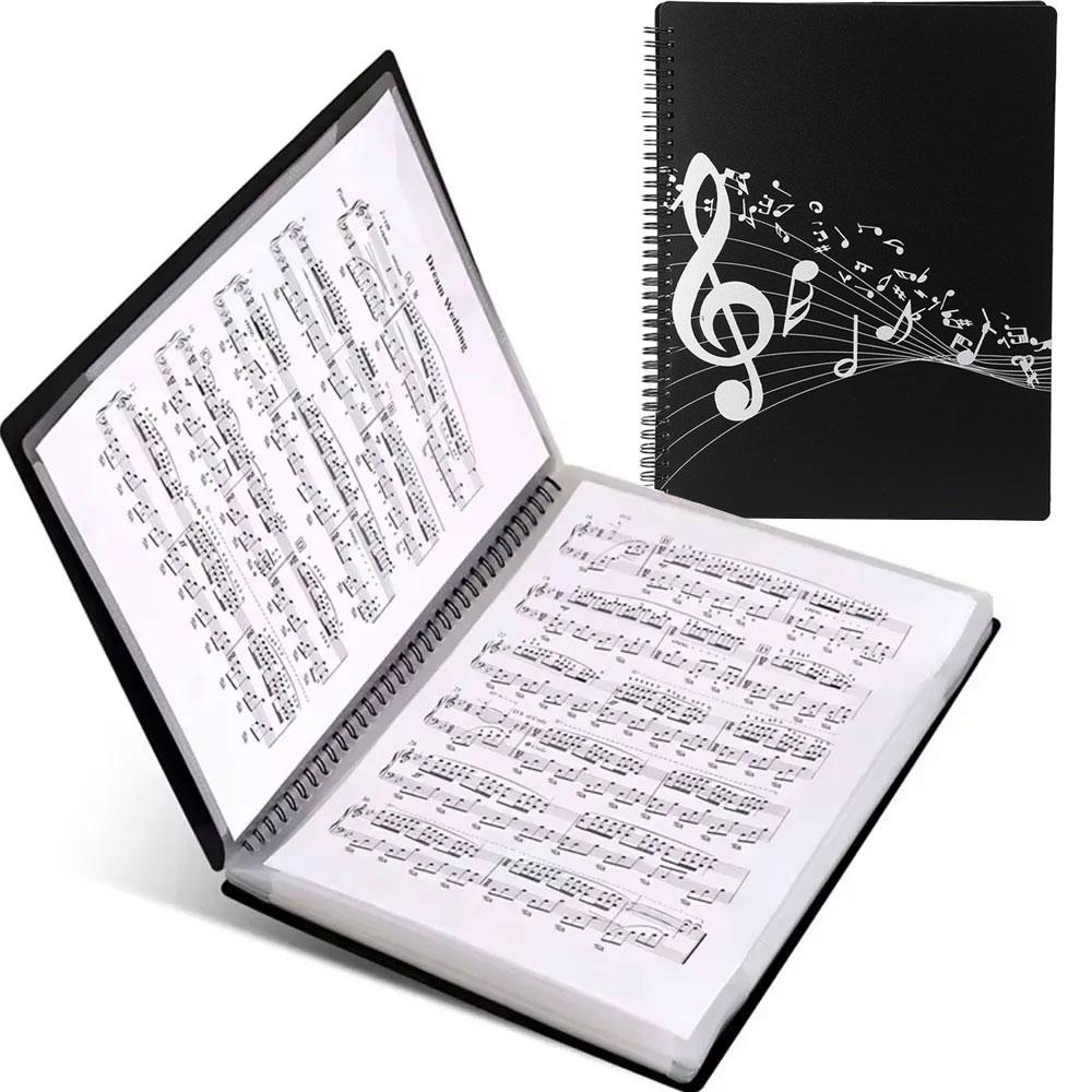 A4 sheet music folder, 40 pages capacity, waterproof plastic sheet music folder, for sheet music storage.