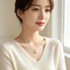 Sunflower round silver necklace women's Korean fashion pigeon egg pendant small design clavicle chain daily wear