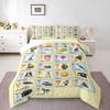 Alphabet ABC Educational Chart Bedding Set (1 Duvet Cover, 2 Pillowcases, Duvet Not Included), A-Z Letters with Animals Objects Art Print