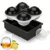 2Pcs Large Silicone Ice Cube Trays, 5cm Square & 6cm Sphere Ice Ball Maker, BPA Free, Easy Release, for Whiskey Cocktails, Black