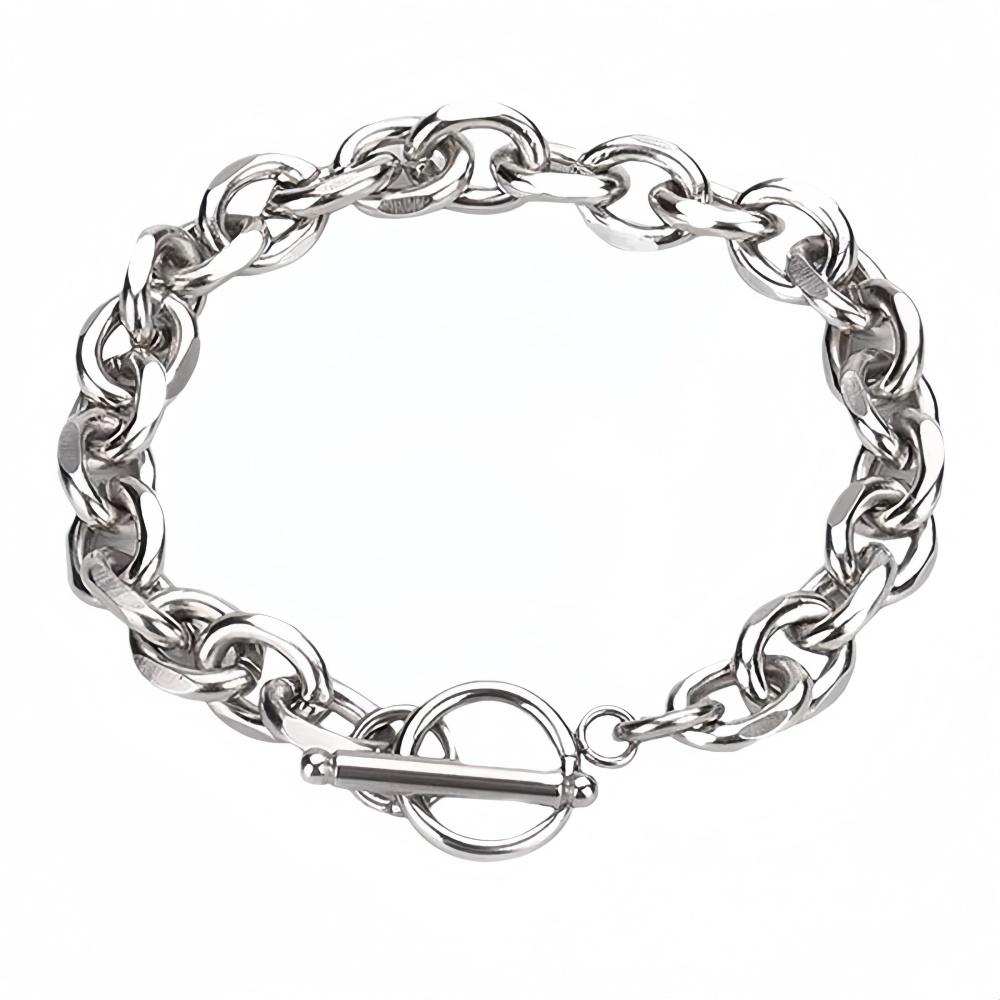 Simple Stainless Steel Men Bracelet INS Silver Color OT Buckle O-Circle Chain Bracelet Fashion Women Jewelry Fashion Accessories