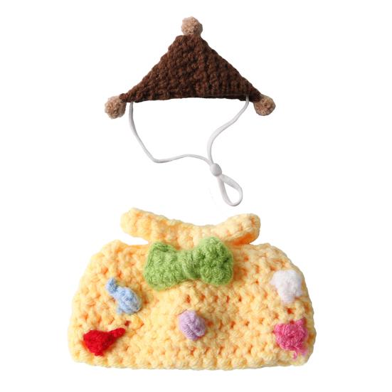 1 Set Abbigliamento per Criceti Cappello a Maglia con Cinturino Regolabile Top all'Uncinetto Costume per Criceti Porcellini d'India Piccoli Animali Accessori Pet
