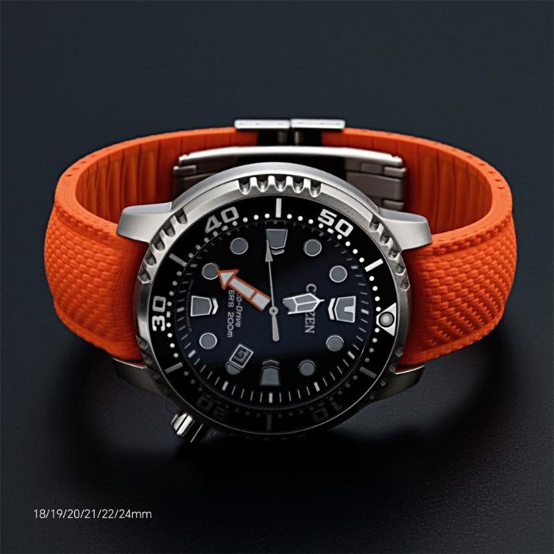 FKM Watch Band Fluoro Rubber Strap 18/19/20/21/22/24mm Quick Release Folding Clasp Cut To Size Replace Watch Bracelet for Men Women
