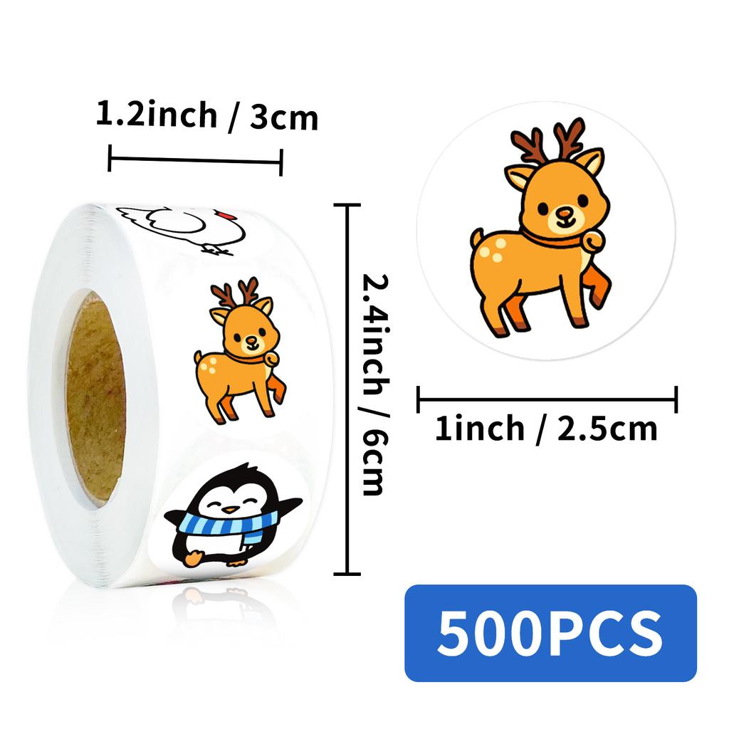 500 Sheets/Roll Cute Little Animal Roll Roll Sticker Children'S Cartoon Hedgehog Deer Cartoon Mix And Match Sticker