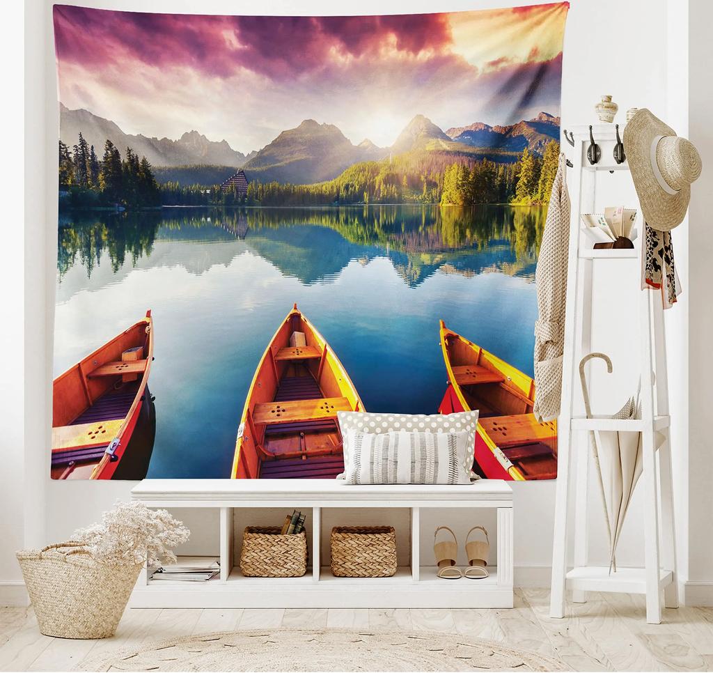 Mountain Tapestry Colorful Sunset Reflection Tapestry Nature Meadow Tapestry Wall Hanging for Bedroom Living Room Dorm Decor