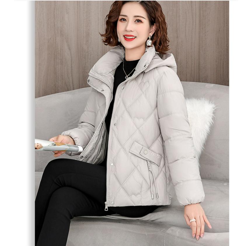 Giacca Imbottita Spessa per Mezza Età e Anziani da Donna Corta Taglia Larga con Cappuccio Giacca Imbottita Autunno Inverno Temperamento