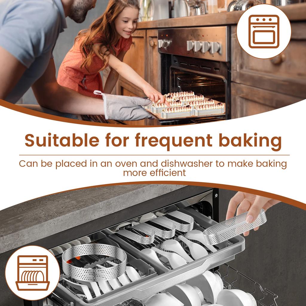 12 Stück Ovale Muffin Tarte Ringe 304 Edelstahl Poröser Tarte Ring Perforierte Kuchen Mousse Form Keks Ausstecher Gebäck Quiche Form