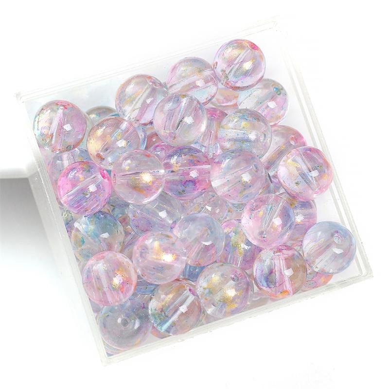 30/50pcs Crystal Glass Beads Ice Permeating Ink Halo Dyeing Sprinkles Golden Loose Spacer Beads for Jewelry Making